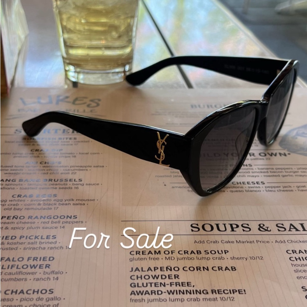 Yves Saint Laurent Black Sunglasses with Gold Accent